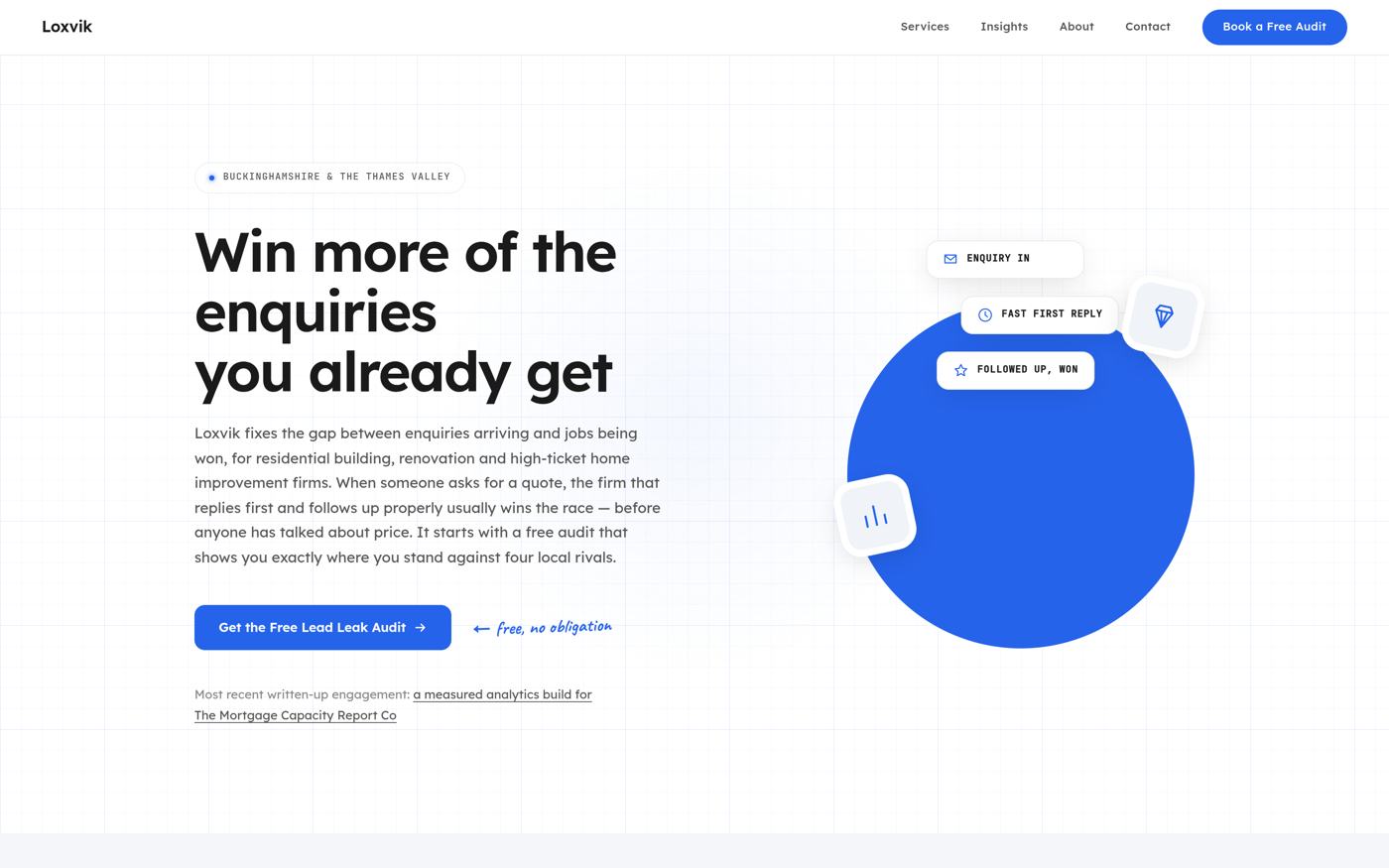 Loxvik homepage — Win more of the enquiries you already get