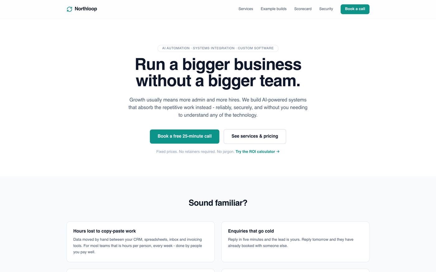 Northloop Systems homepage — Run a bigger business without a bigger team